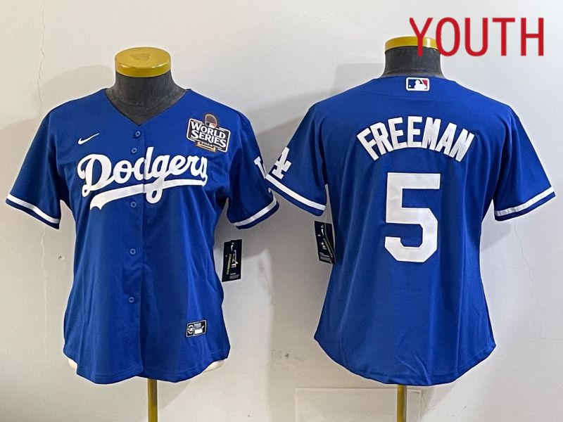 Youth Los Angeles Dodgers #5 Freeman Blue Game 2024 Nike MLB Jersey style 11204->youth mlb jersey->Youth Jersey